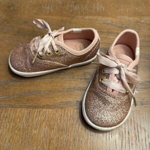 KEDS Kate Spade New YorkToddler Sz.4 Rose Gold Glitter Ribbon Laces LNC
